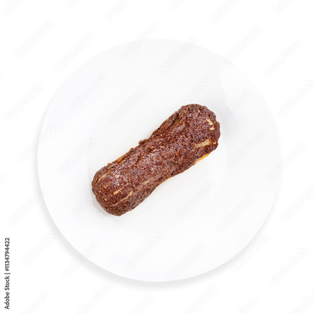 Eclair cake, top view, on white background, isolated. Eclair cake, top view, on white background, isolated.