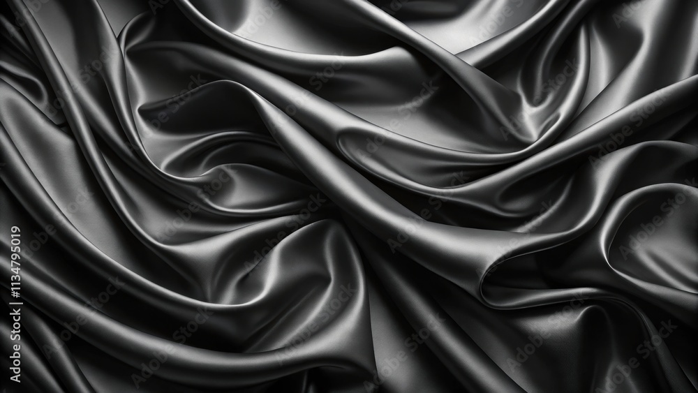 Fototapeta premium Black luxury cloth abstract background with dark liquid wave silk texture and elegant folds , luxury, cloth, abstract, background, dark
