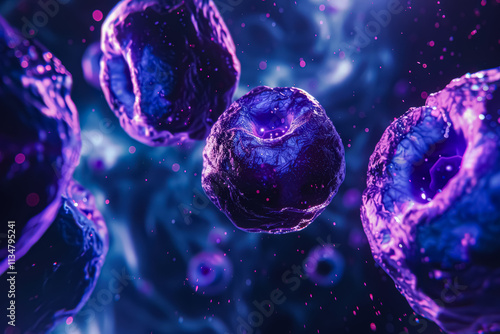 Group of purple blobs floating in space photo