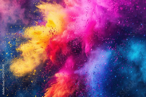 High Definition Image of Vibrant Image of Color Run Event with Exploding Powder