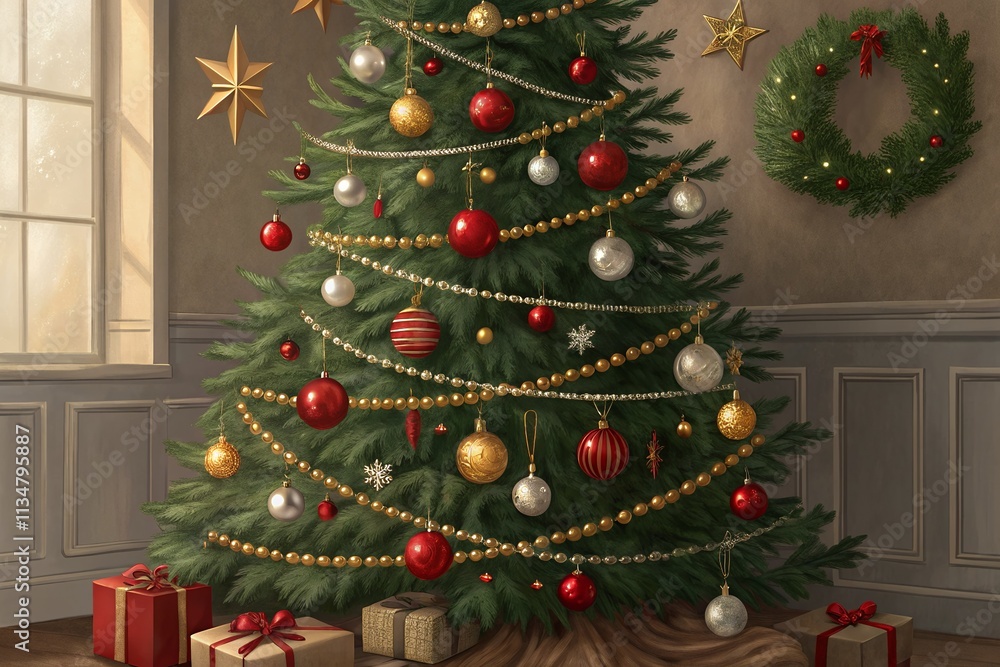 decorated christmas tree Christmas Tree, Wreath, and Garland Inside Living Room