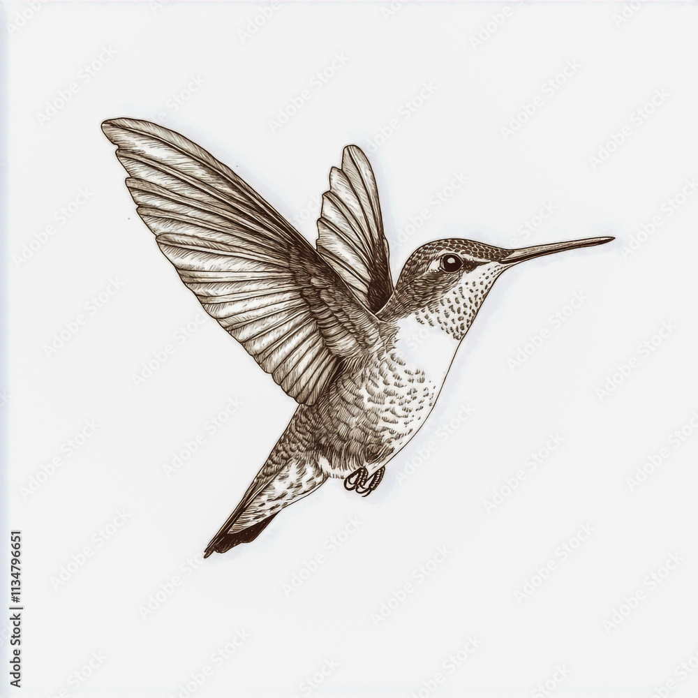 Obraz premium A hummingbird flying in the air Isolated on white background.