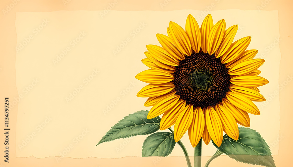 Obraz premium Sunflower Floral Illustration Yellow Background