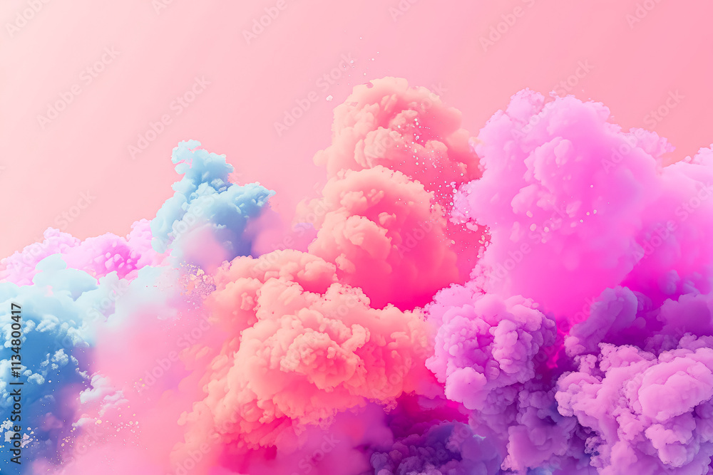 Fototapeta premium Colorful cloud of smoke with a pinkish purple and blueish purple swirl.