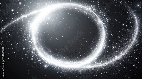 Wallpaper Mural Circular light burst effect with white sparkles and a magical glow, framed by a delicate silver vector border, with glitter particles and a trail of twinkling stars swirling around the center Torontodigital.ca