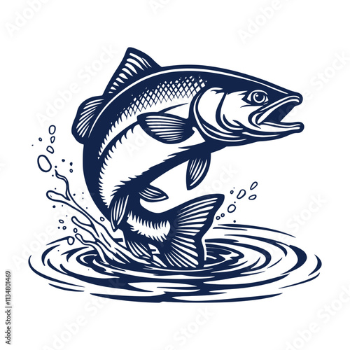 Bass Fish icon silhouette vector