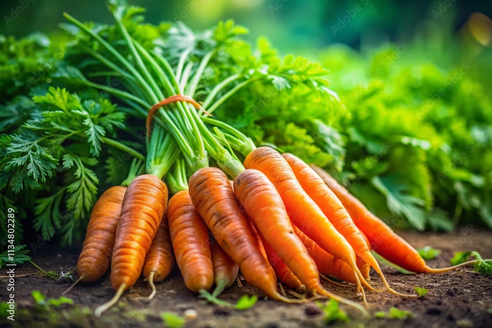 Captivating Tilt-Shift Photography of Fresh Raw Carrots Surrounded by Vibrant Green Leaves in a Garden Setting, Perfect for Food Lovers and Culinary Enthusiasts Captivating Tilt-Shift Photography of Fresh Raw Carrots Surrounded by Vibrant Green Leaves in a Garden Setting, Perfect for Food Lovers and Culinary Enthusiasts