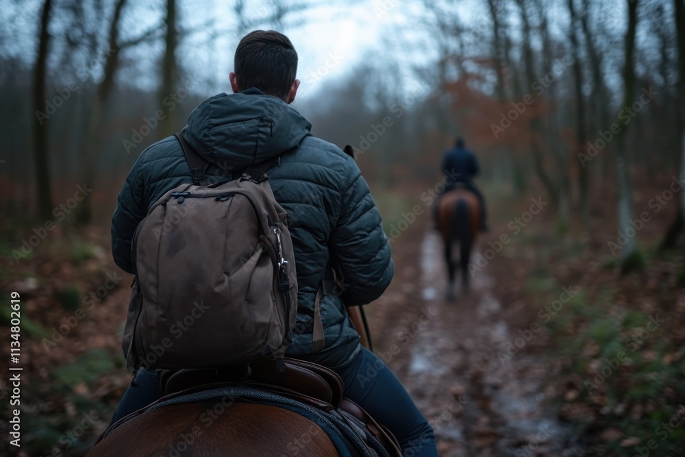 A lone horseback rider navigates a tranquil forest trail, enveloped by mist and a serene atmosphere, evoking a sense of adventure and peace in nature. A lone horseback rider navigates a tranquil forest trail, enveloped by mist and a serene atmosphere, evoking a sense of adventure and peace in nature.
