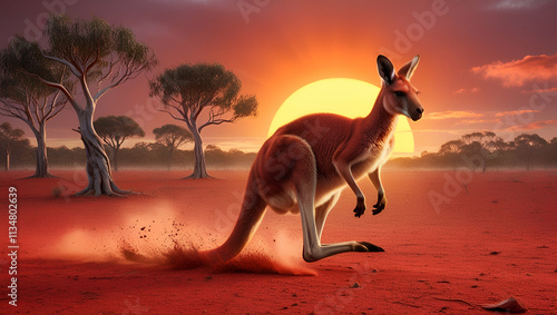 kangaroo in sunset photo