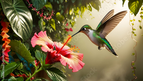 hummingbird and flower photo