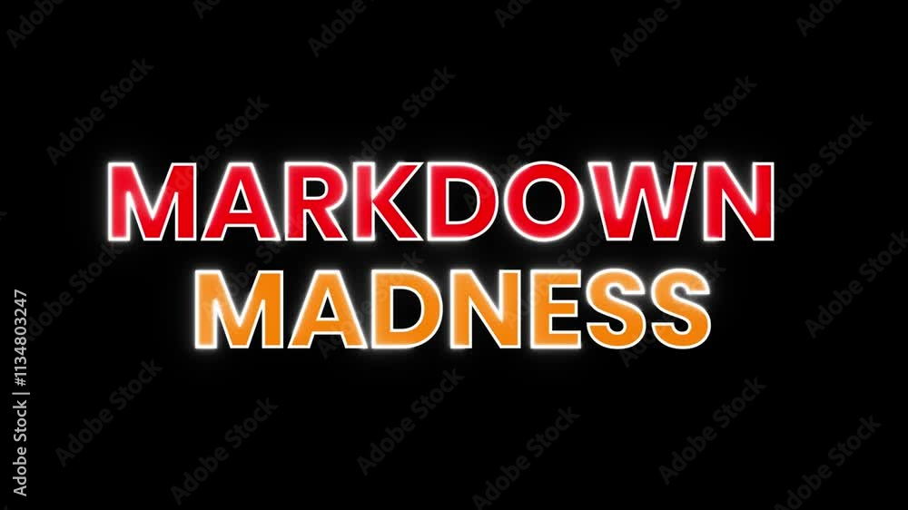 Dynamic title animation Markdown Madness in vibrant red and orange. Perfect for intro sequences, presentations, and more. High-resolution, seamless loop. Dynamic title animation Markdown Madness in vibrant red and orange. Perfect for intro sequences, presentations, and more. High-resolution, seamless loop.