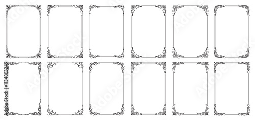 Set Template of Decorative vintage frames, borders rectangular shape. Vector Vintage calligraphic frames.eps