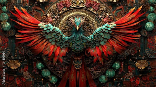 Wallpaper Mural Magnificent Colorful Phoenix with Intricate Detail and Design Torontodigital.ca