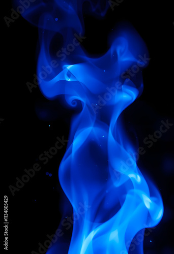 Abstract Blue Smoke on Black Background Design