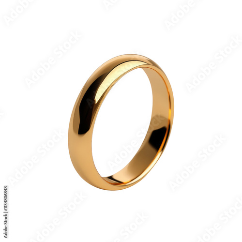 A sleek, polished gold ring with a smooth surface, showcasing its elegant design and reflective quality.