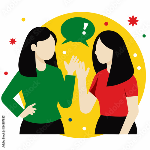 Two women in conversation, ideal for websites/blogs on communication, discussion, or social interaction.

