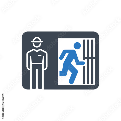 Guard and Escaping Person Icon