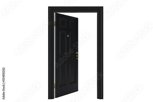 Open Black Door Isolated on PNG Transparent Background photo