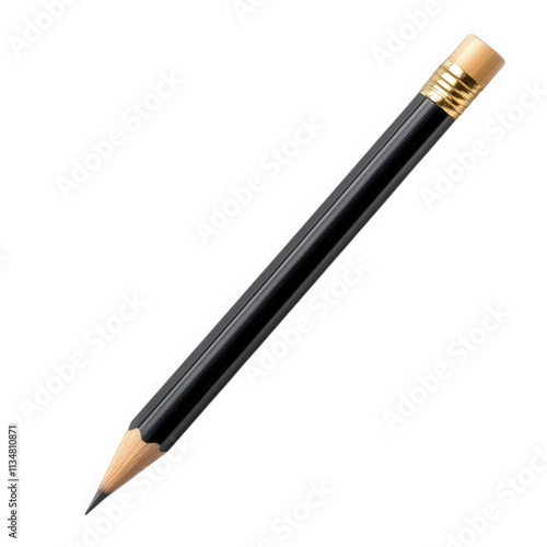 Black Pencil Isolated On A Black Background, on transparent background , png