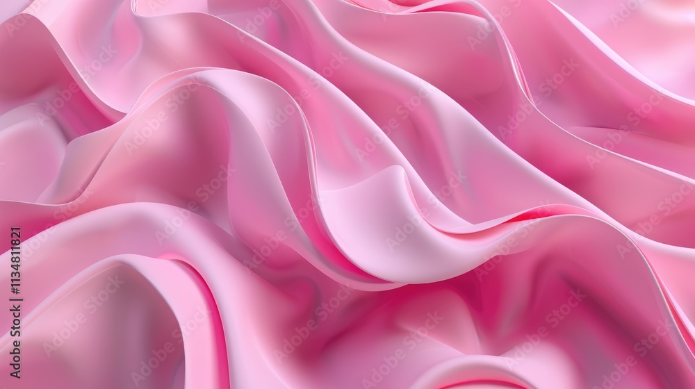 Obraz premium 3d render, abstract pink background with layers macro, wavy fashion wallpaper,