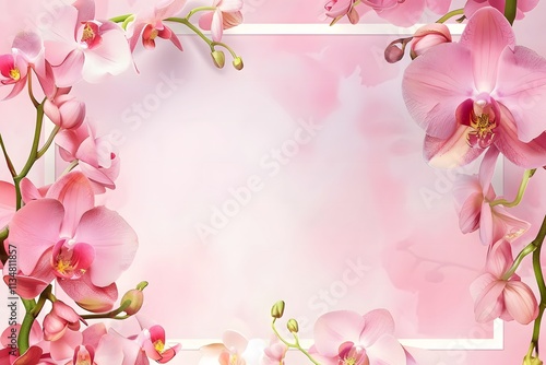 A beautiful floral background featuring pink orchids, ideal for invitations or greetings.