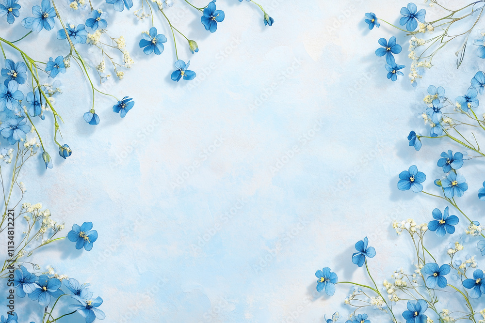 Digital paper, scrapbooking, background, frame, a lot of free space for text, forget-me-not