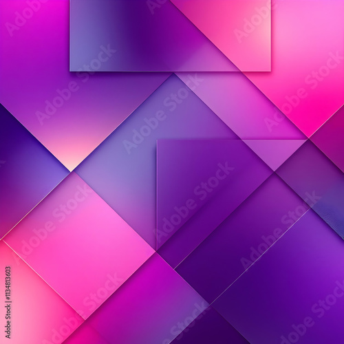 An abstract artwork using overlapping squares in a vibrant color palette of pinks and purples