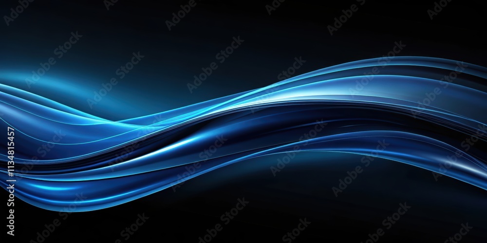 Naklejka premium Black and dark blue wavy abstract background, Abstract, waves, pattern, design, texture, dark blue, black, artistic, backdrop