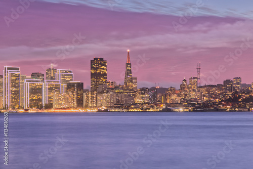 Photography San Francisco Skyline As Seen During Sunset