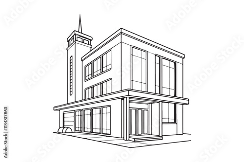 Building line art silhouette vector illustration, Building line art silhouette photo