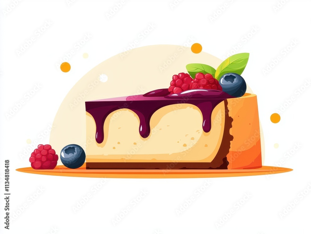 Delicious cheesecake slice with berries on a plate food art bright background creative dessert presentation Delicious cheesecake slice with berries on a plate food art bright background creative dessert presentation