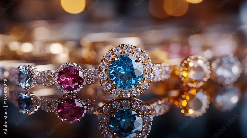 High-quality close-up of elegant gemstone jewelry studio High-quality close-up of elegant gemstone jewelry studio