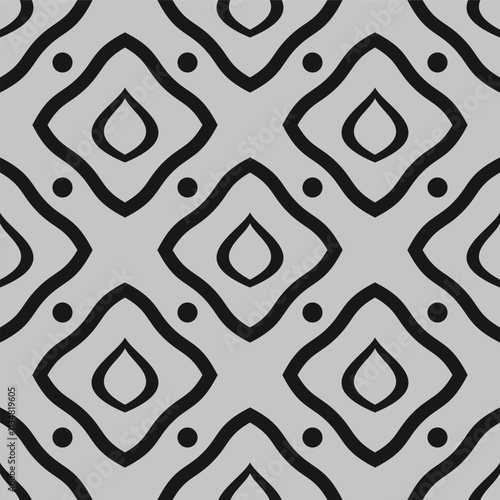 Abstract geometric pattern . Black and gray ornament. A seamless vector background.