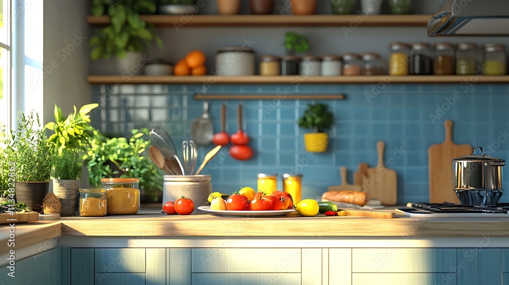 Cooking preparation scene modern kitchen still life bright atmosphere Cooking preparation scene modern kitchen still life bright atmosphere