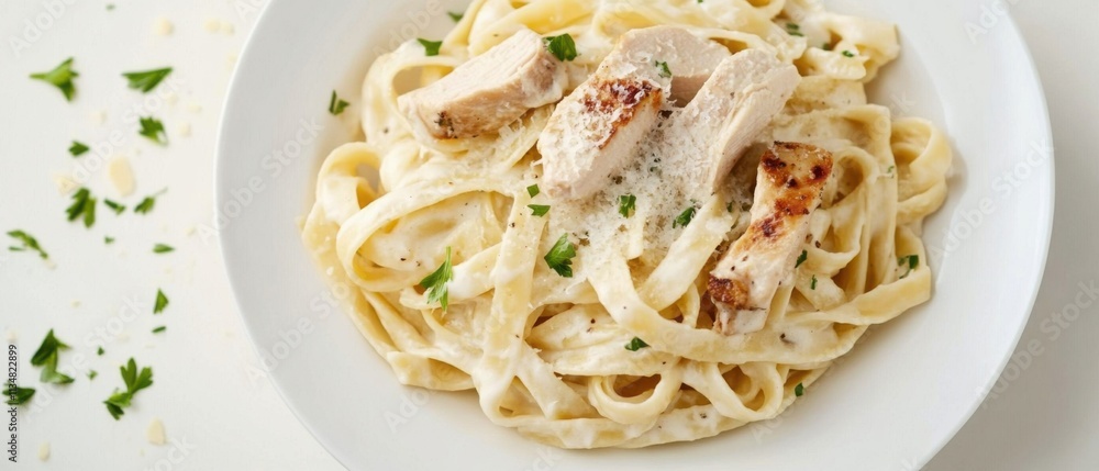 Creamy Chicken Alfredo Pasta Dish, Gourmet Italian Food Photography Creamy Chicken Alfredo Pasta Dish, Gourmet Italian Food Photography