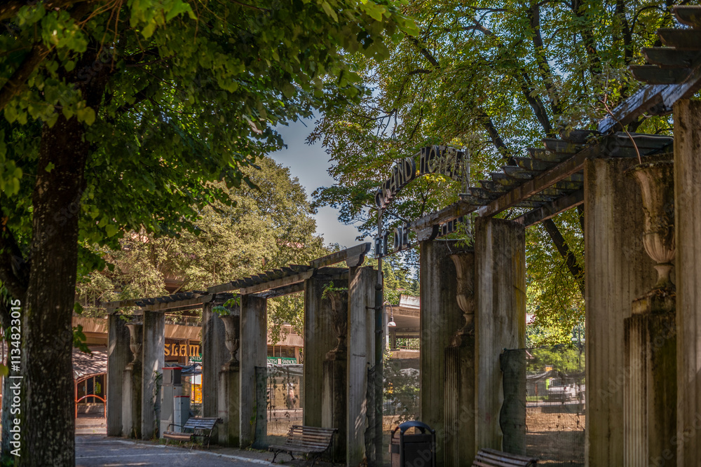 Naklejka premium Old abandoned Renaissance huge hotel in northern Italy