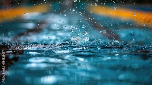 Wallpaper Mural Close-up of water droplets splashing on a serene pool surface. Torontodigital.ca