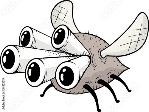 Design of imaginative fly insect with giant eyes draw