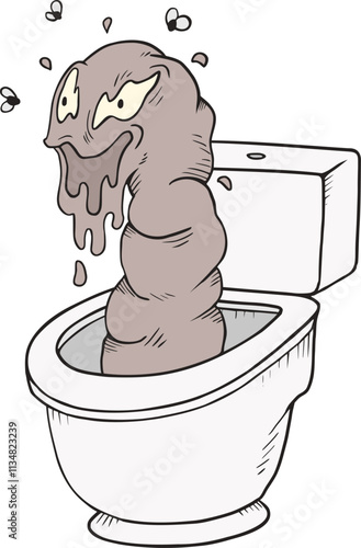 Design of funny giant crap in toilet