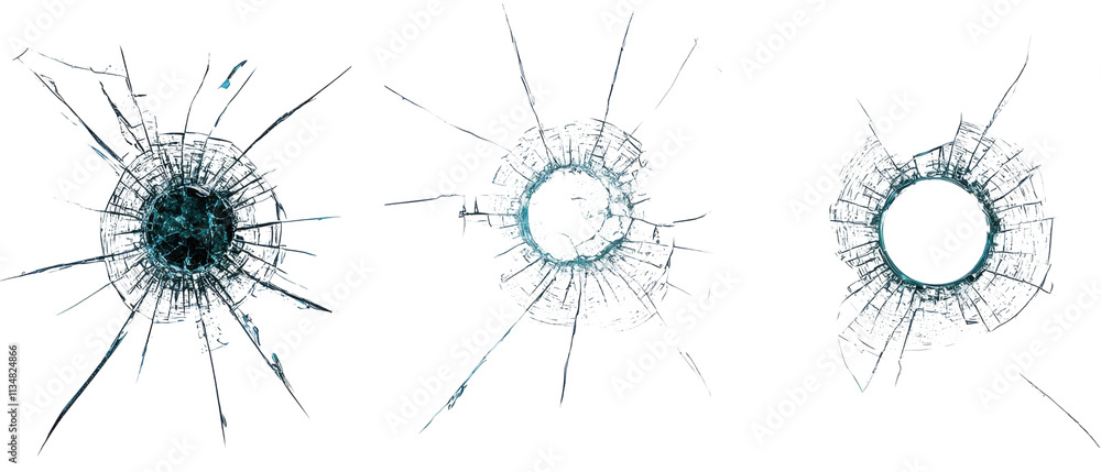 Obraz premium Shattered Glass Breaks and Cracks on PNG Transparent Background