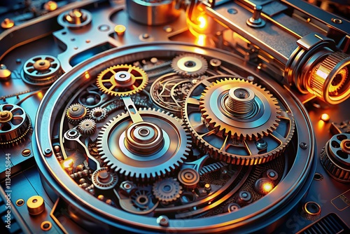 Wallpaper Mural Close-Up of a Futuristic Machine's Internal Mechanism Highlighting Intricate Details with Ample Copy Space for Text Overlay or Branding Purposes Torontodigital.ca