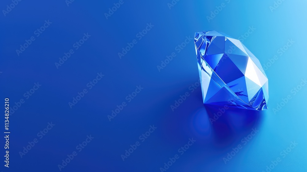 A 3D minimalistic logo of a clean, geometric diamond, isolated on a solid royal blue background A 3D minimalistic logo of a clean, geometric diamond, isolated on a solid royal blue background