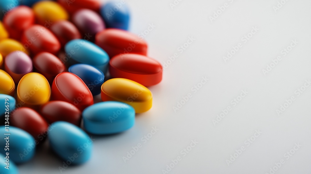 Colorful pills scattered on white background. Colorful pills scattered on white background.
