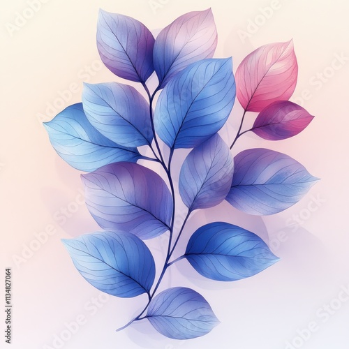 Watercolor Leaves Pattern Soft Pastel Botanical Illustration for Fabric Wallpaper Textile Background photo