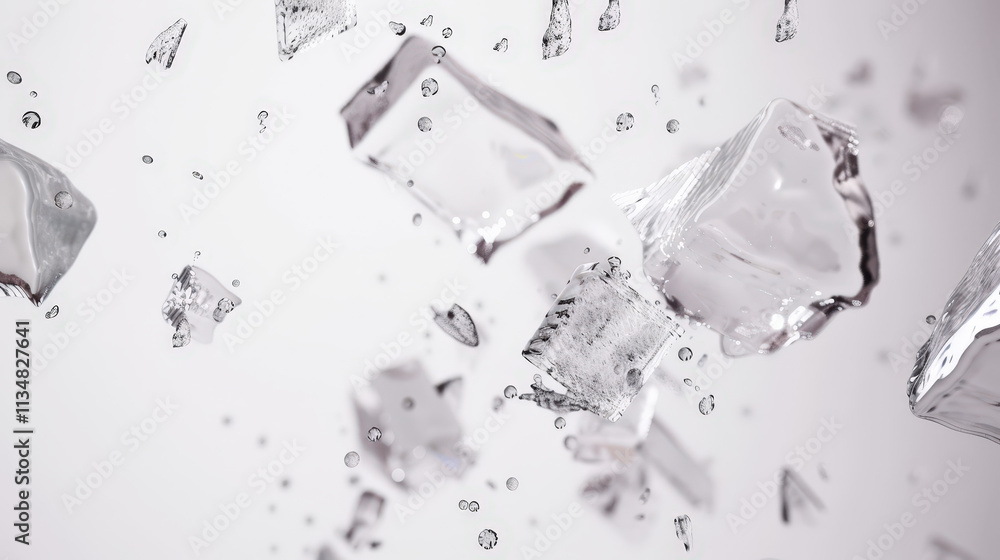 Obraz premium falling ice cude isolated on white