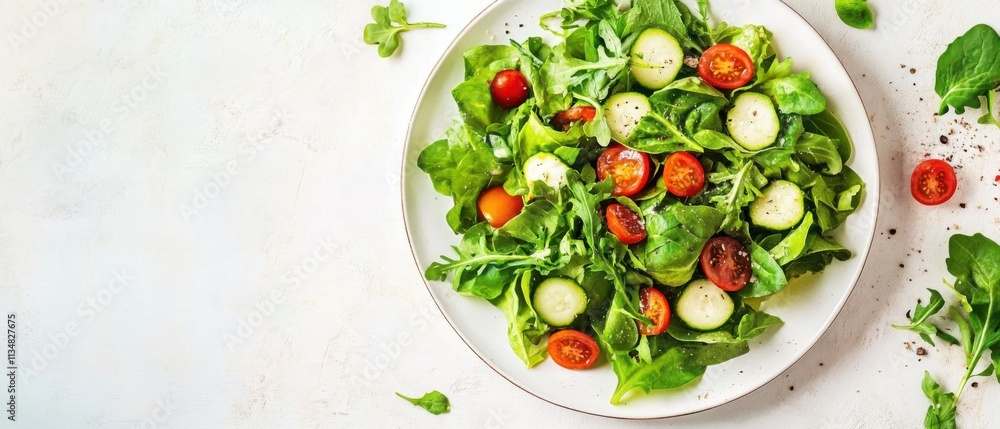 Fresh Green Salad with Cherry Tomatoes and Zucchini, Healthy Food Photography Fresh Green Salad with Cherry Tomatoes and Zucchini, Healthy Food Photography
