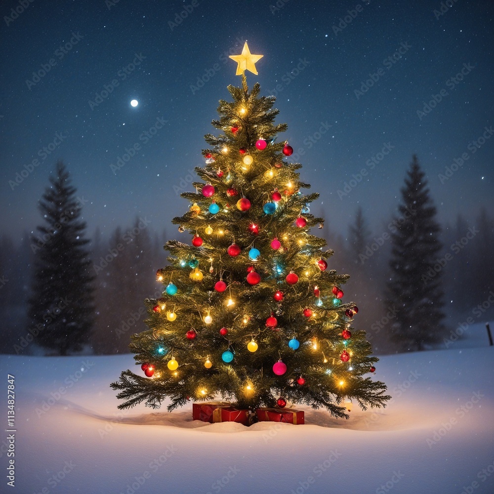 Obraz premium Bunter Weihnachtsbaum. Generative AI Technologie