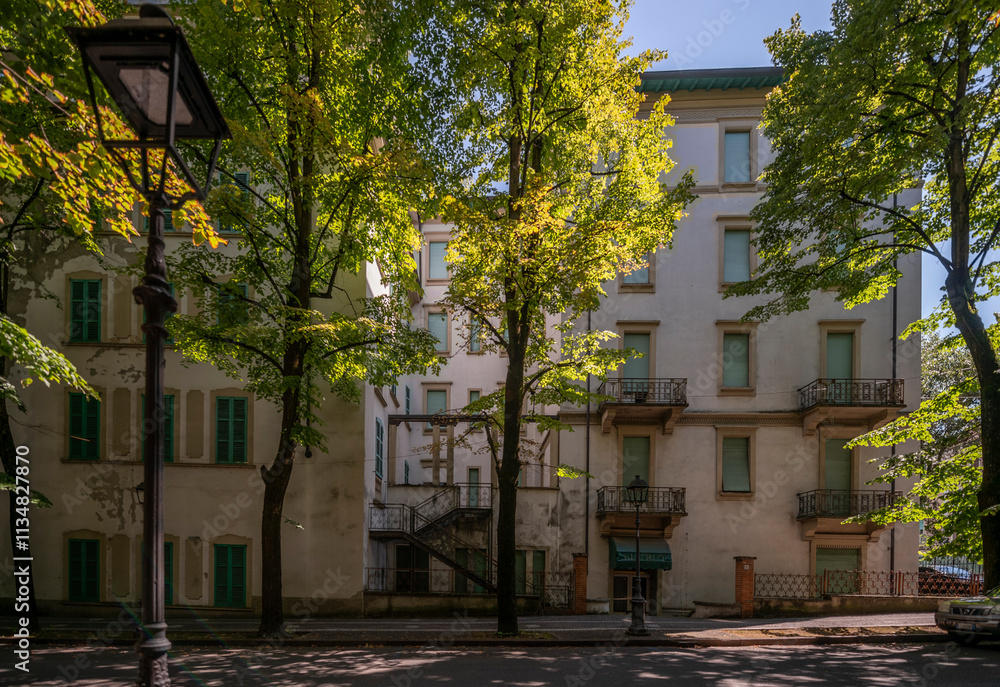 Fototapeta premium Old abandoned Renaissance huge hotel in northern Italy