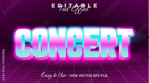 Concert editable text style effect, Glow 3D text style theme.