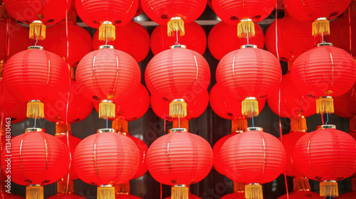 Joyful Chinese Lunar New Year Celebration with Red Lanterns, Firecrackers, Traditional Lion Dance, and Family Reunion Dinner Showcasing Cultural Heritage and Festive Atmosphere